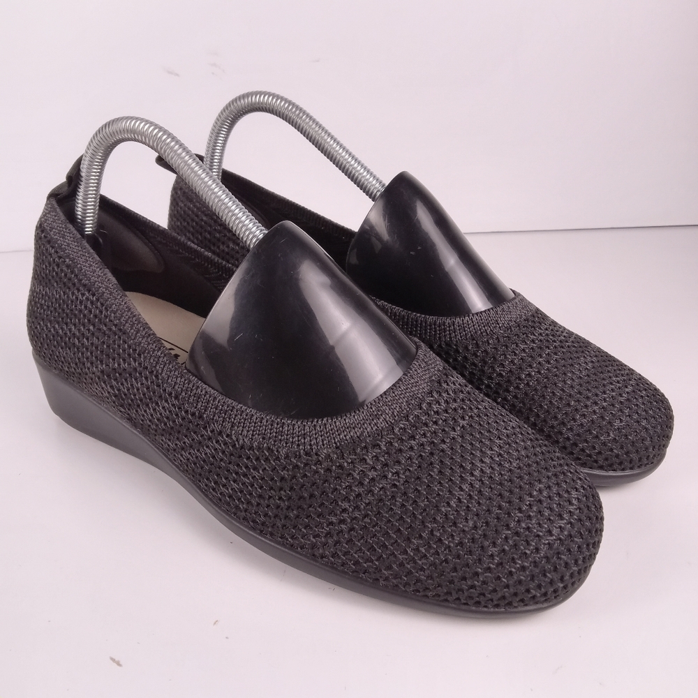 Propet Yen Black Stretch Knit Slip On Wedge Ballet Flats Comfort Wide Size 8.5